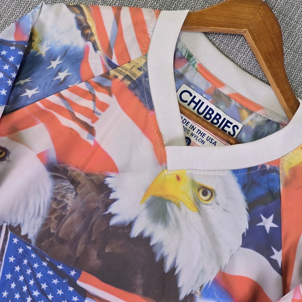 Chubbies Americana Windbreaker Mens XL Eagle Statue Of Liberty All Over Print
